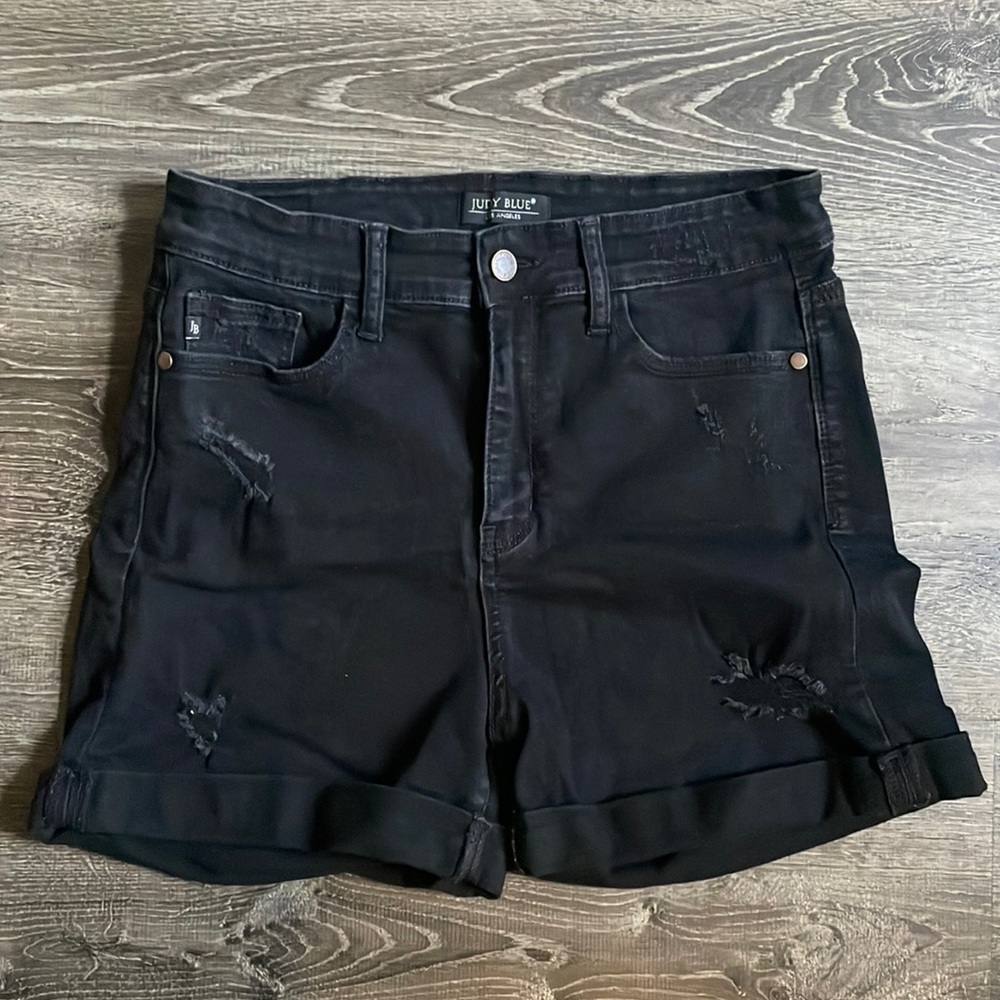 Judy Blue black distressed denim shorts